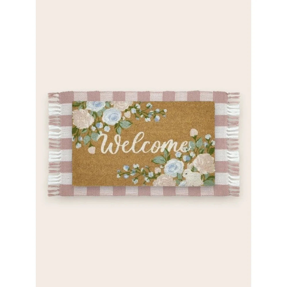 My Texas House Pink Gingham Fringe Layering‎ Rug, 24x38, Spring 2026